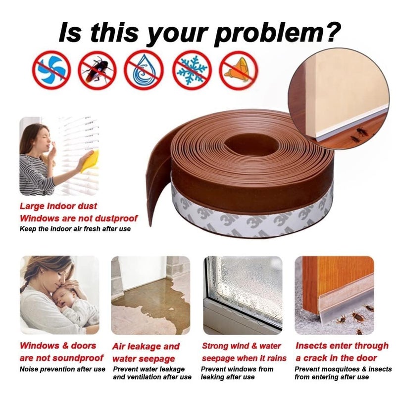 SYADEL Silicone Door Strips Door Weather Silicone Door Tape Gaps Sealer for Cockroach Insect Bugs Stopper 2 Meter - Image 2