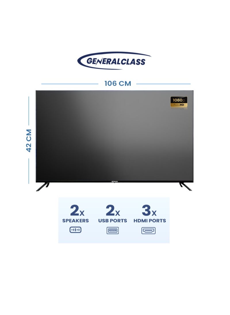 GENERAL CLASS 42-Inch Frameless LED TV with High Definition Full HD Display, 2 USB Ports, 3 HDMI Ports, 2 x 8 Watts Speakers - Model 42U  - Image 2