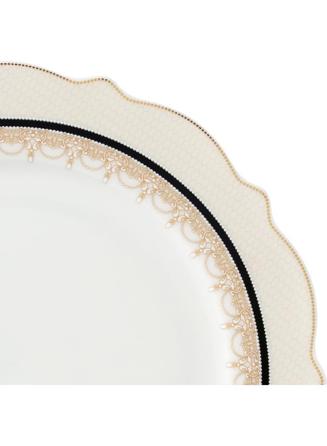 24 Piece Dinnerware Set Bone China Service for 4 by Lorren Home Trends Gold