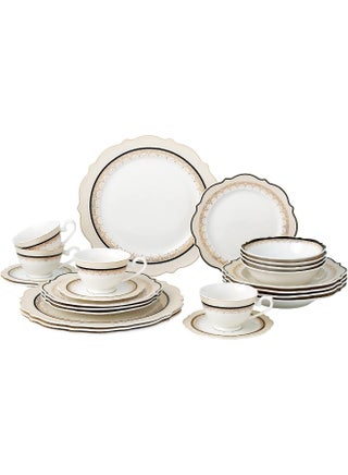 24 Piece Dinnerware Set Bone China Service for 4 by Lorren Home Trends Gold - pzsku/Z7A1C97B2873AAA7E46D6Z/45/1750064432/77a4cab5-d1a1-49ae-9d15-7a65d55d3305