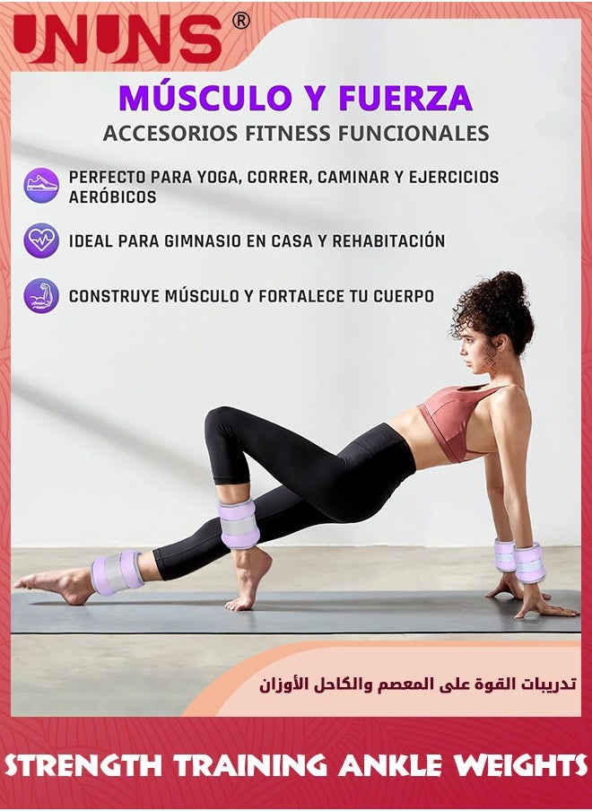 UNUNS Wrist Ankle Weights For Women Men Kids,2KG/1Pair Leg Arm Wrist Weights With Adjustable Strap,Strength Training Wrist Ankle Weights,Strength Weighted For Jogging Running Walking Fitness Gym Workout  - Image 3