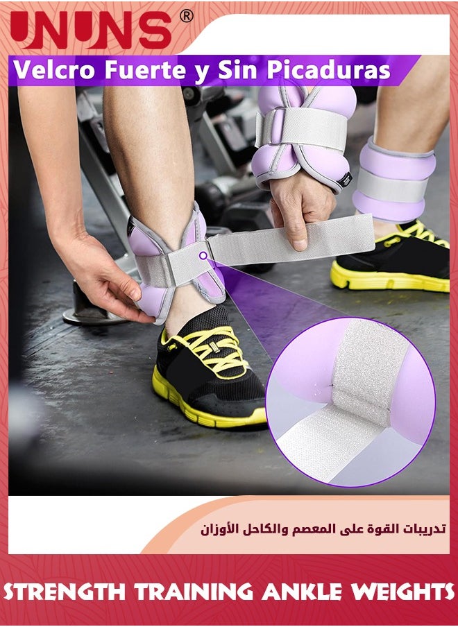 UNUNS Wrist Ankle Weights For Women Men Kids,2KG/1Pair Leg Arm Wrist Weights With Adjustable Strap,Strength Training Wrist Ankle Weights,Strength Weighted For Jogging Running Walking Fitness Gym Workout  - Image 5
