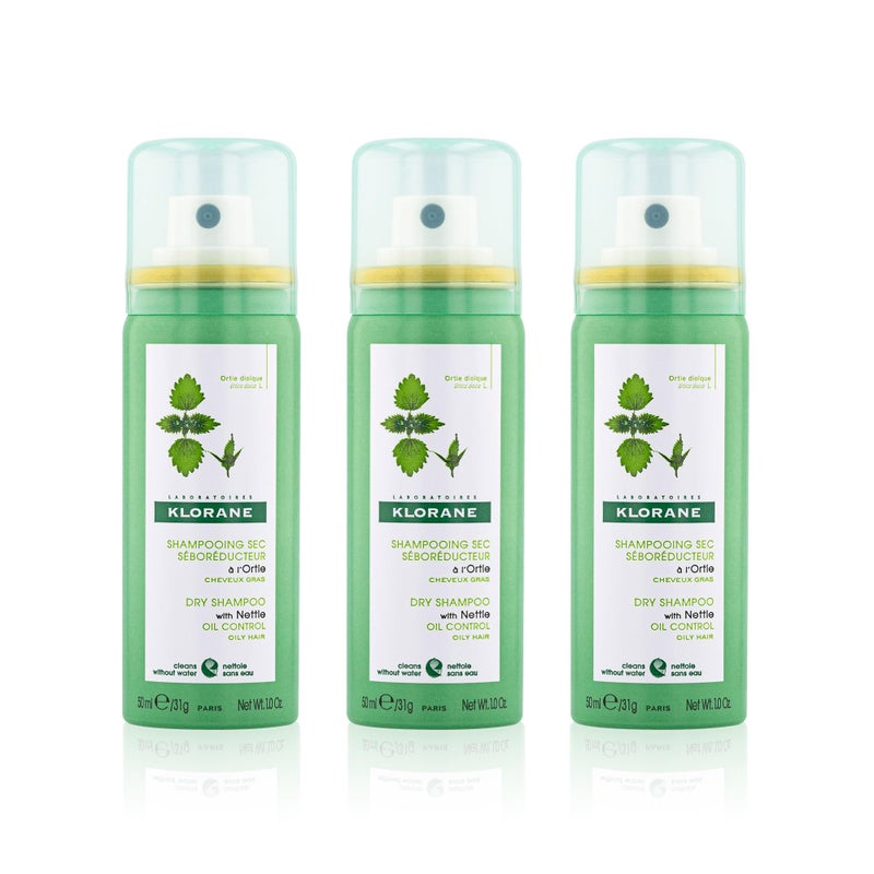 Klorane Dry Shampoo with Nettle for Oily Hair and Scalp, Regulates Oil Production, Paraben & Sulfate-Free, Travel Size, 1 oz. - Image 1