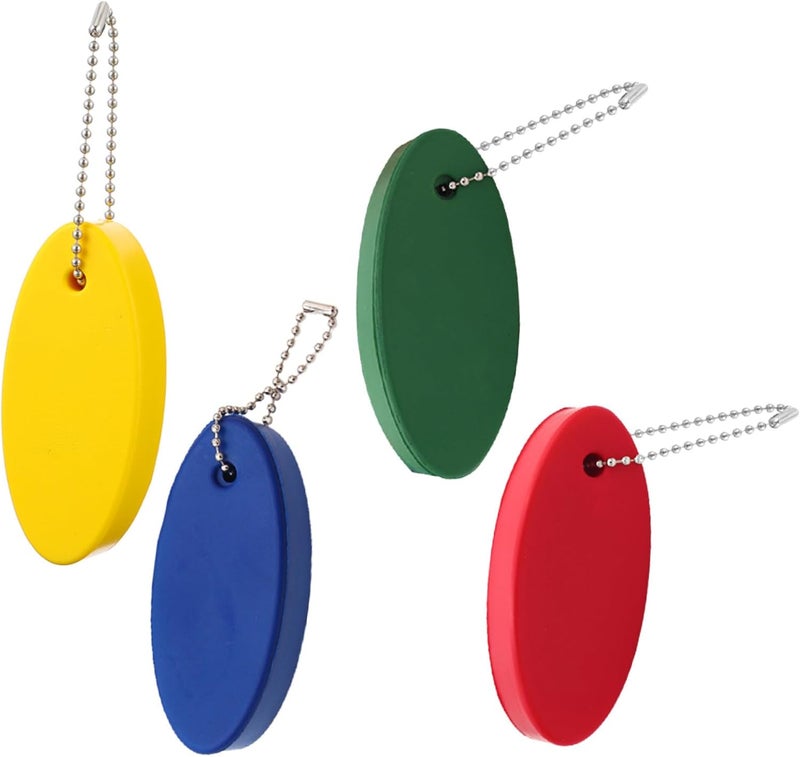 Cross product compatible 4pcs Eco-friendly Pu Floating Keychains Oval Key Rings with Eva, Waterproof Sports Float Key Rings for Boating Fishing Sailing Outdoor Activities Random Color All storage space compatible - Image 1