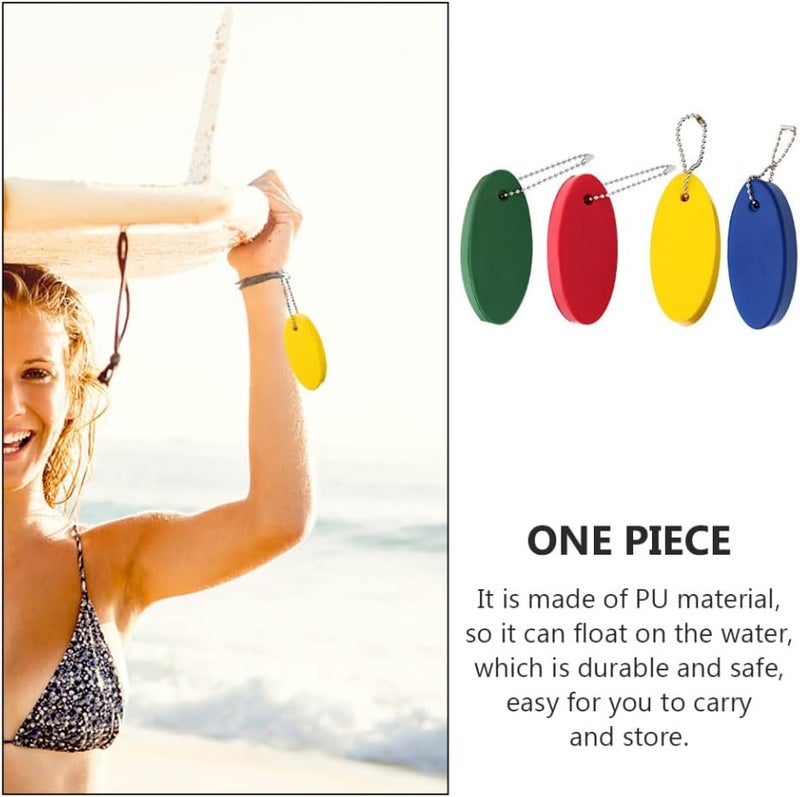 Cross product compatible 4pcs Eco-friendly Pu Floating Keychains Oval Key Rings with Eva, Waterproof Sports Float Key Rings for Boating Fishing Sailing Outdoor Activities Random Color All storage space compatible - Image 3