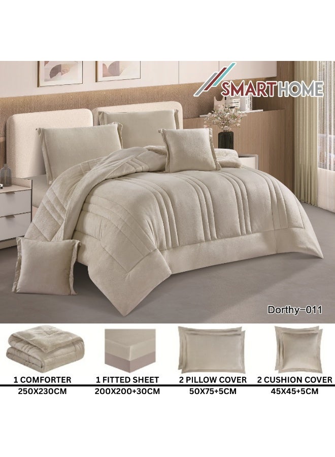 سمارت هوم مفرش سرير نفرين شتوي 6 قطع وجهين وجه مخمل وجه فرو مقاس كوين 230x250 سم - Image 3