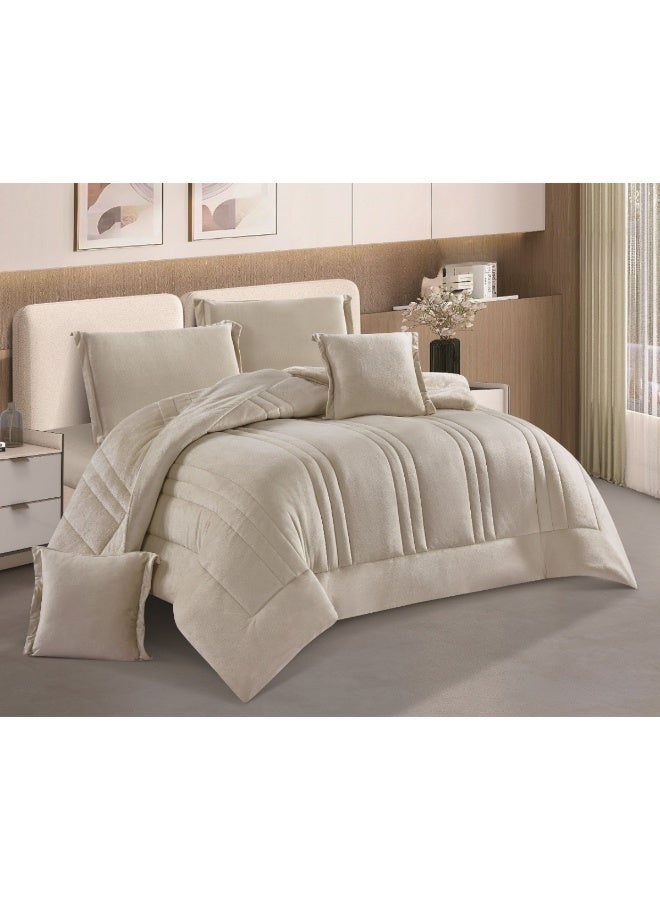 سمارت هوم مفرش سرير نفرين شتوي 6 قطع وجهين وجه مخمل وجه فرو مقاس كوين 230x250 سم - Image 1