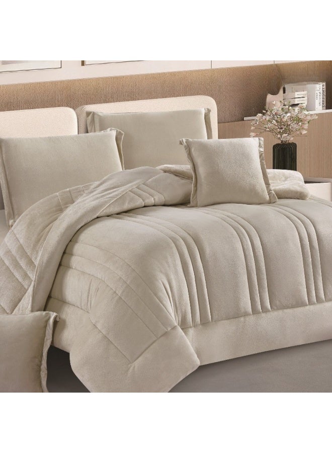سمارت هوم مفرش سرير نفرين شتوي 6 قطع وجهين وجه مخمل وجه فرو مقاس كوين 230x250 سم - Image 2