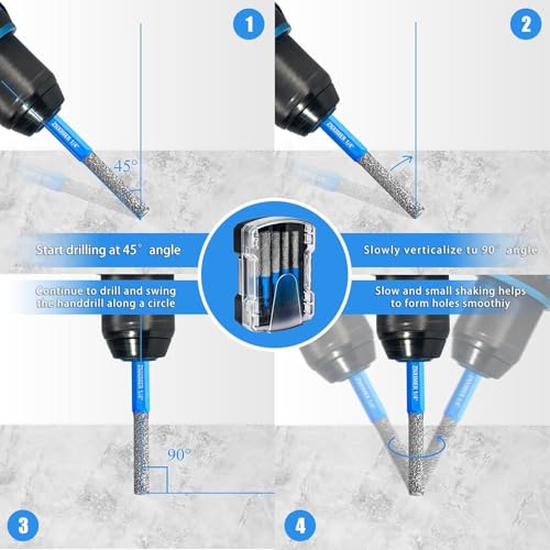 ZNXIMER Diamond Drill Bits Set for Ceramic, Porcelain, Glass, Marble, Tile, Granite, Stone and More - Tile Drill Bits for Efficient, Precise Drilling and Milling - Image 5