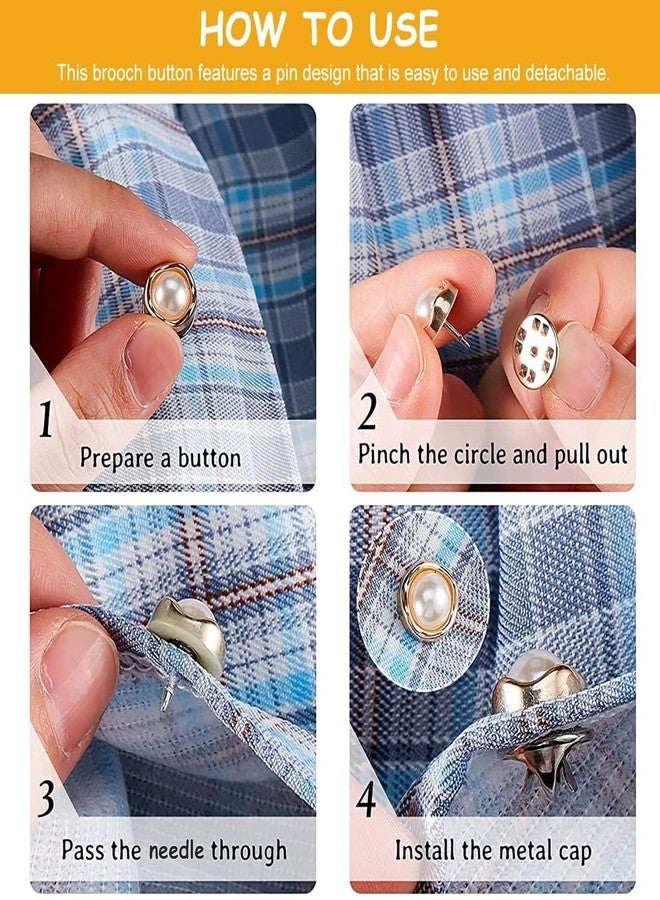 GIGGLE TREE 30 Pcs Pearl Safety Brooch Button Pins - Removable, No-Sew Shirt & Cardigan Button Covers - Ideal for Sarees, Dresses, Hats & Quick Styling Fixes (Mini Decorative Pins) - Image 5