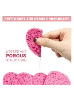 KHAJUL 50 Count Compressed Facial Sponges with a Portable Storage Case,Natural Cellulose Spa Heart Shape Face Sponge for Daily Deep Cleansing Exfoliating and Makeup Removal (Pink)  - Image 5