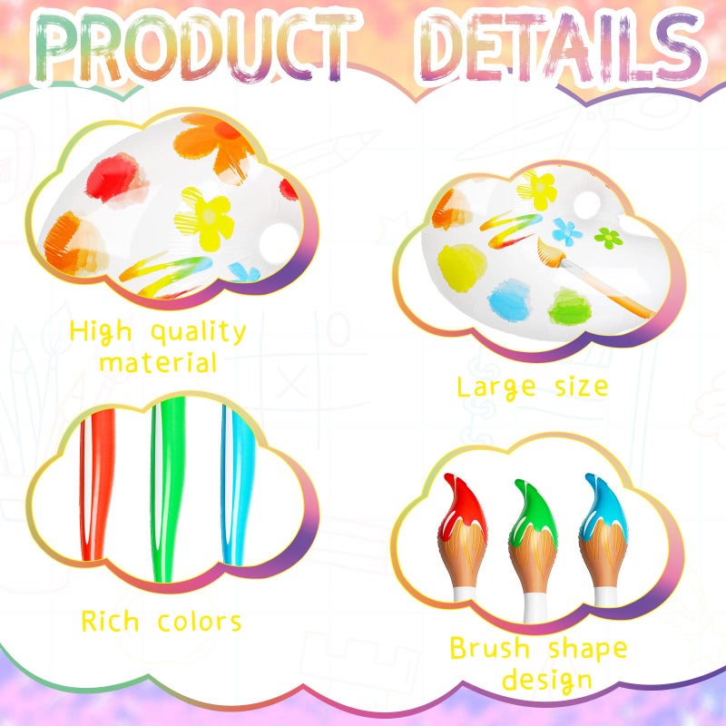 Denylo pro 6 Pcs Inflatable Large Paint Brush Balloons with Color Palette Balloon Set Paint Brush Balloons Decor for Back to School Party Photo Prop Classroom Office Supplies - Image 3
