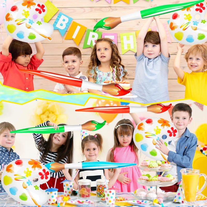 Denylo pro 6 Pcs Inflatable Large Paint Brush Balloons with Color Palette Balloon Set Paint Brush Balloons Decor for Back to School Party Photo Prop Classroom Office Supplies - Image 4