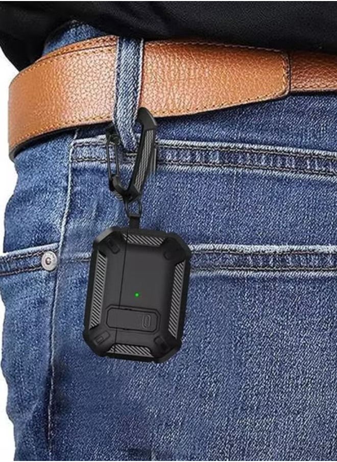 AirPods Pro 2nd Generation Case Cover 2022, AirPods Pro 2 Protective Case with Lock Gen 2 Military Hard Rugged Shockproof Cover with Keychain Compatible with Apple Airpods Pro 2, Black