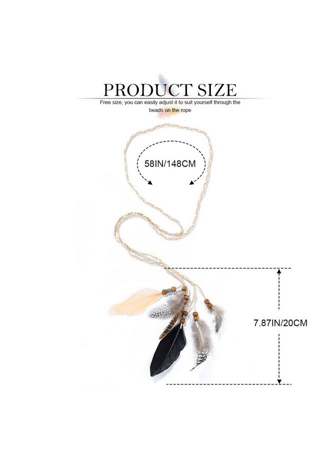GORTIN Boho Feather Headband Brown Indian Peacock Feather Headbands Gypsy Hippie Headband Headwear Festival Party Headpiece For Women (Type B) - Image 4