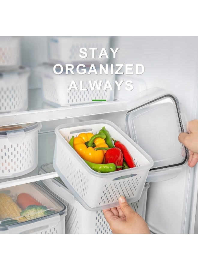Bukela 4 PCS Fruit Storage Containers for Fridge with Removable Colander, Airtight Food Storage Container, Dishwasher Safe Produce Saver Container for Refrigerator, Keep Berry Fruit Vegetable Fresh Longer - Image 4