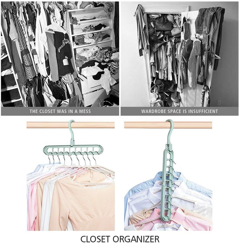 FIFATA Magic Space Saving Clothes Hangers Multifunctional Smart Closet Organizer Premium Wardrobe Clothing Cascading Hanger 9 Slots, Innovative Design for Heavy Clothes, Shirts Pants Dresses Coats(4 Pack) - Image 3