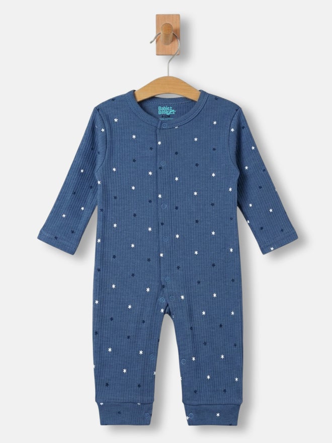 Babies Basic Premium Ribbed Cotton Sleepsuit Romper with Cap and Bib - Image 4