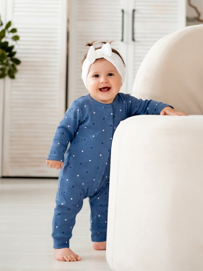 Babies Basic Premium Ribbed Cotton Sleepsuit Romper with Cap and Bib - Image 2