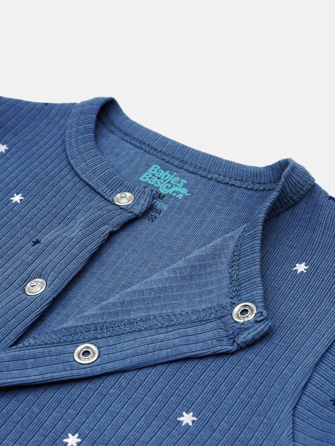 Babies Basic Premium Ribbed Cotton Sleepsuit Romper with Cap and Bib - Image 5