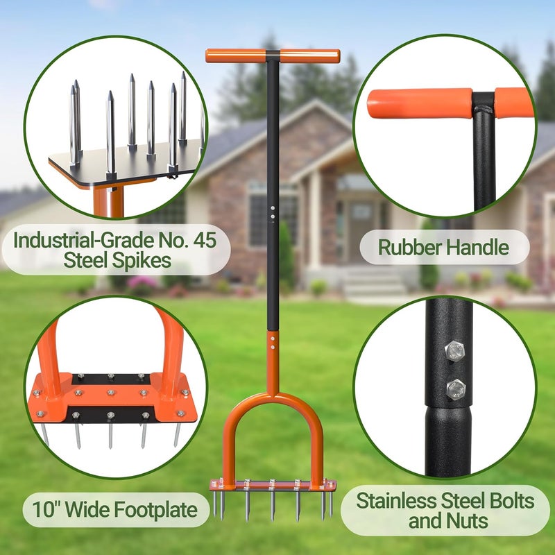 CKLT 39-Inch Lawn Aerator Spike Tool, Manual Garden Soil Aeration Equipment - Image 4