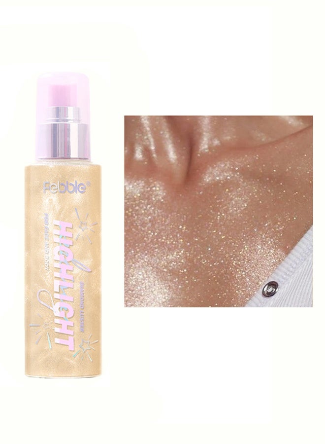 Febble Highlight Shimmer Spray for Face and Body, Diamond Luster Glitter Mist, Long-Lasting Transfer-Resistant, Create Radiant Glow for All Occasions #03 - Image 1