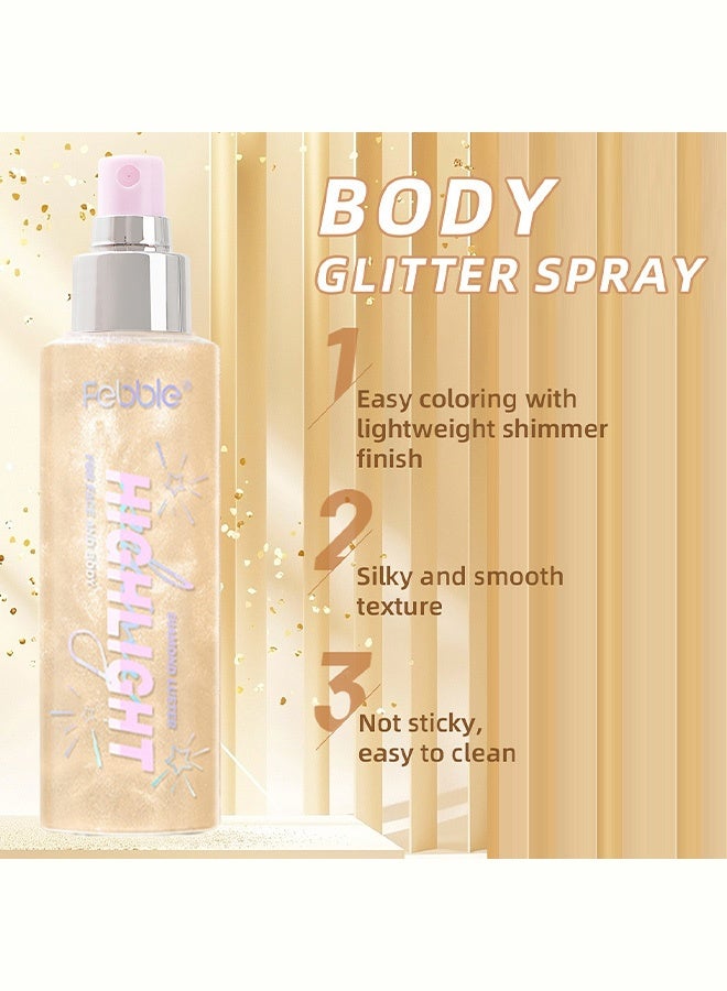 Febble Highlight Shimmer Spray for Face and Body, Diamond Luster Glitter Mist, Long-Lasting Transfer-Resistant, Create Radiant Glow for All Occasions #03 - Image 4