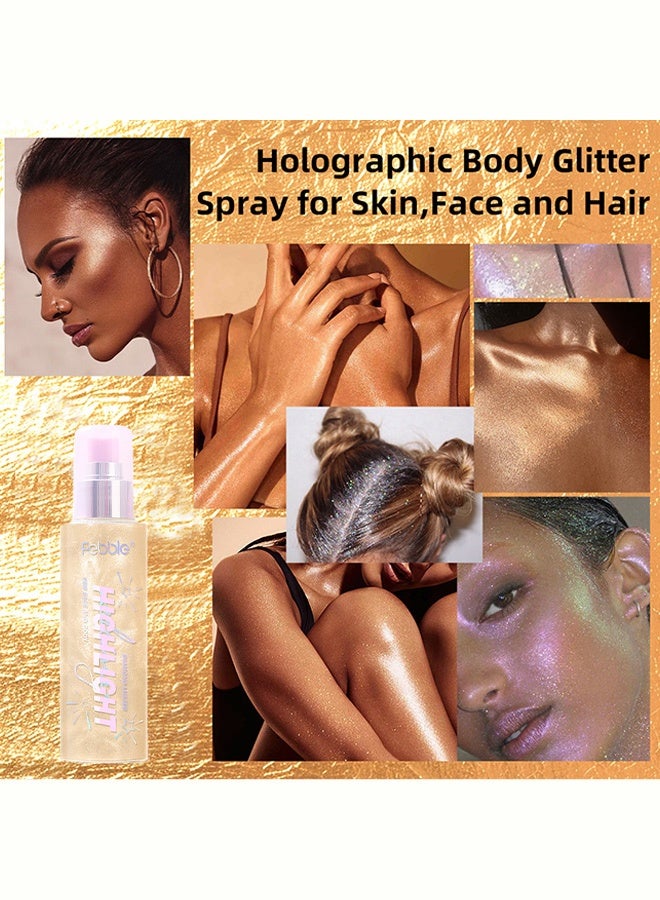 Febble Highlight Shimmer Spray for Face and Body, Diamond Luster Glitter Mist, Long-Lasting Transfer-Resistant, Create Radiant Glow for All Occasions #03 - Image 5
