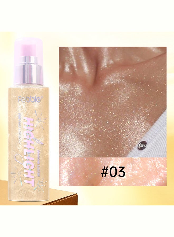 Febble Highlight Shimmer Spray for Face and Body, Diamond Luster Glitter Mist, Long-Lasting Transfer-Resistant, Create Radiant Glow for All Occasions #03 - Image 2