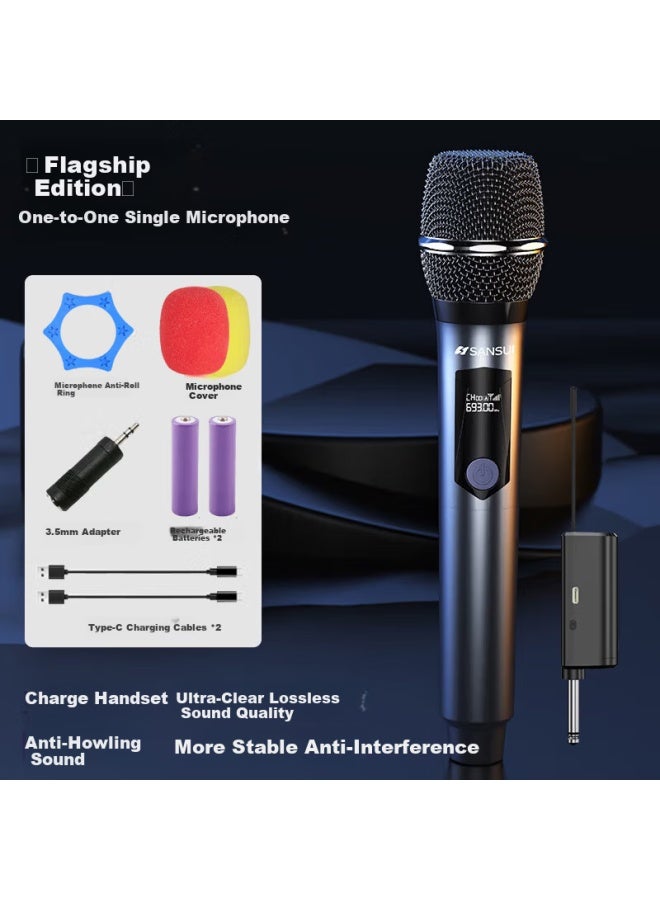 Sansui Wireless Microphone Professional Uhf Karaoke Conference Host Live Outdoor Square Dance Handheld Portable Performance Home Ktv Singing Microphone Mv01 Single Mic - Image 1