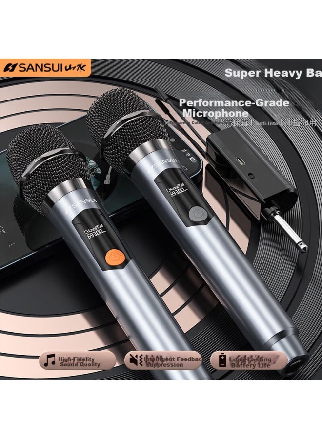 Sansui Wireless Microphone Professional Uhf Karaoke Conference Host Live Outdoor Square Dance Handheld Portable Performance Home Ktv Singing Microphone Mv01 Single Mic - Image 2