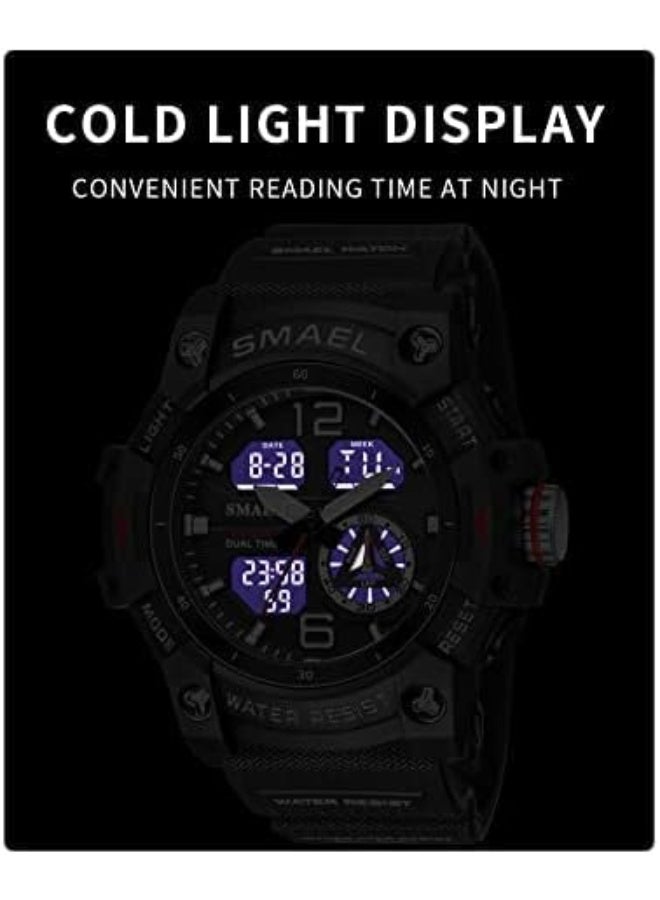 SMAEL Men's Watches Outdoor Sports Waterproof Military Watch Tactical Digital Analog Wrist Watch Date Multi Function Led Large Face Alarm Stopwatch for Man - Image 2