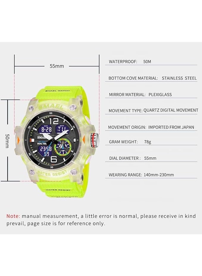 SMAEL Men's Watches Outdoor Sports Waterproof Military Watch Tactical Digital Analog Wrist Watch Date Multi Function Led Large Face Alarm Stopwatch for Man - Image 4