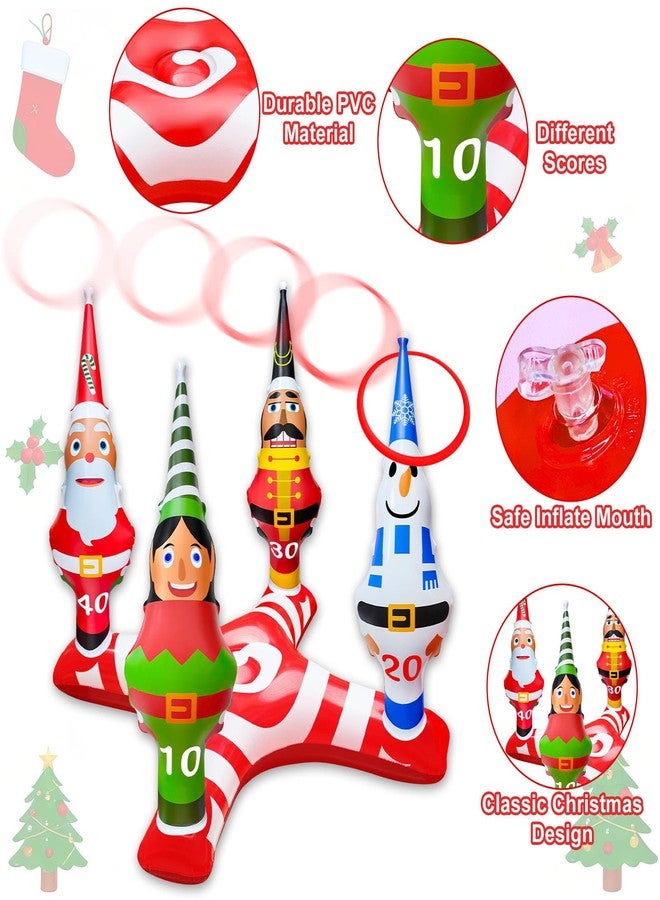 kengvo Giant Inflatable Christmas Ring Toss Game Set, 13 PCS Christmas Party Game Toys for Kids Adults Family Xmas Party Supplies Favors Decoration Indoor Outdoor Games(4 Score Base, 12 Rings) - Image 4