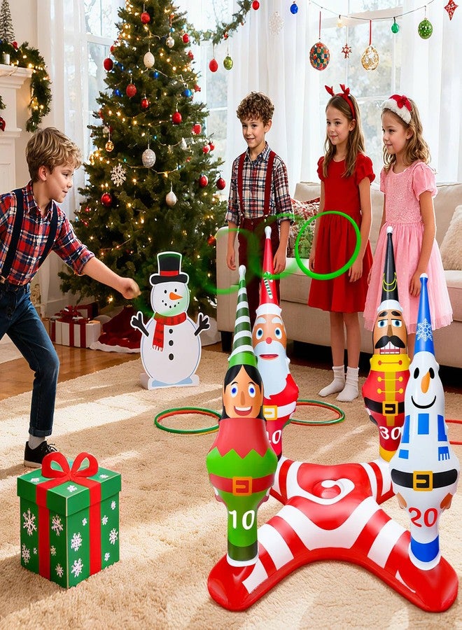 kengvo Giant Inflatable Christmas Ring Toss Game Set, 13 PCS Christmas Party Game Toys for Kids Adults Family Xmas Party Supplies Favors Decoration Indoor Outdoor Games(4 Score Base, 12 Rings) - Image 2