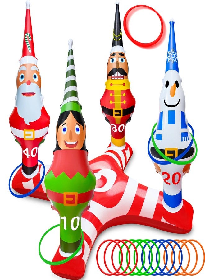 kengvo Giant Inflatable Christmas Ring Toss Game Set, 13 PCS Christmas Party Game Toys for Kids Adults Family Xmas Party Supplies Favors Decoration Indoor Outdoor Games(4 Score Base, 12 Rings) - Image 1