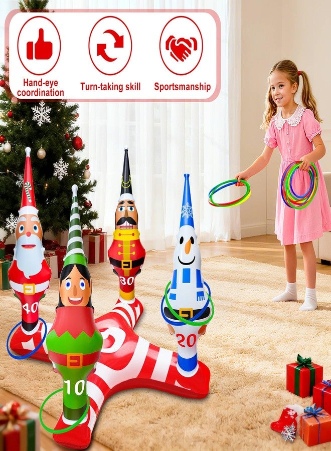 kengvo Giant Inflatable Christmas Ring Toss Game Set, 13 PCS Christmas Party Game Toys for Kids Adults Family Xmas Party Supplies Favors Decoration Indoor Outdoor Games(4 Score Base, 12 Rings) - Image 5