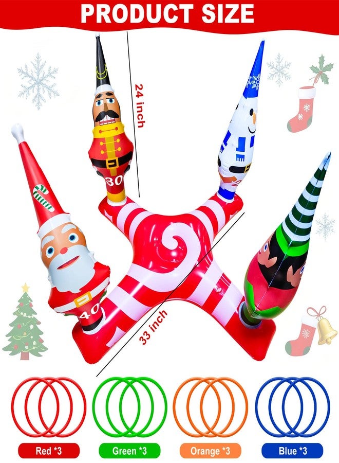 kengvo Giant Inflatable Christmas Ring Toss Game Set, 13 PCS Christmas Party Game Toys for Kids Adults Family Xmas Party Supplies Favors Decoration Indoor Outdoor Games(4 Score Base, 12 Rings) - Image 3