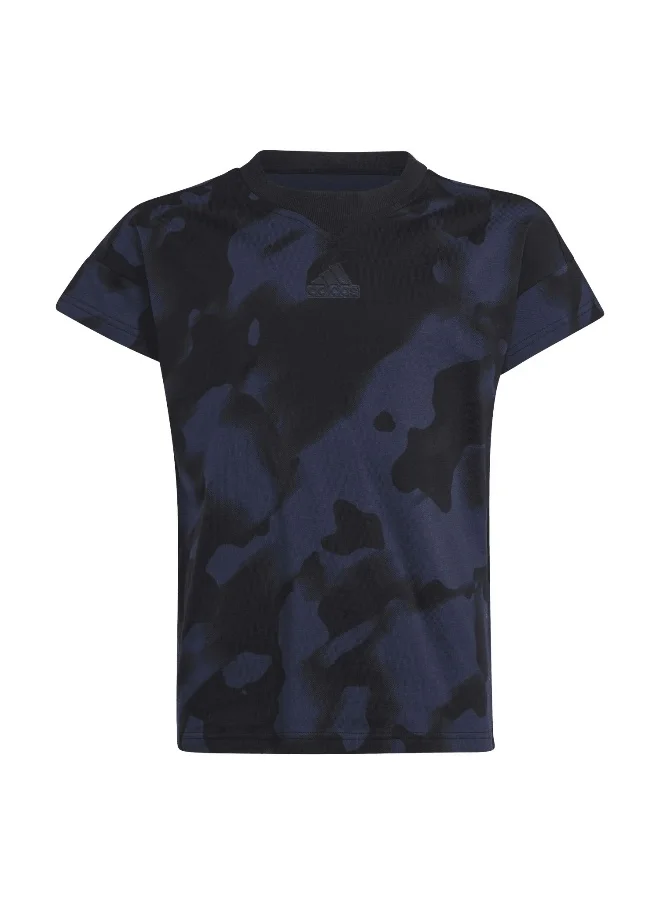 اديداس adidas Jg Fi Aop T Black Training T-Shirts 7-8Y