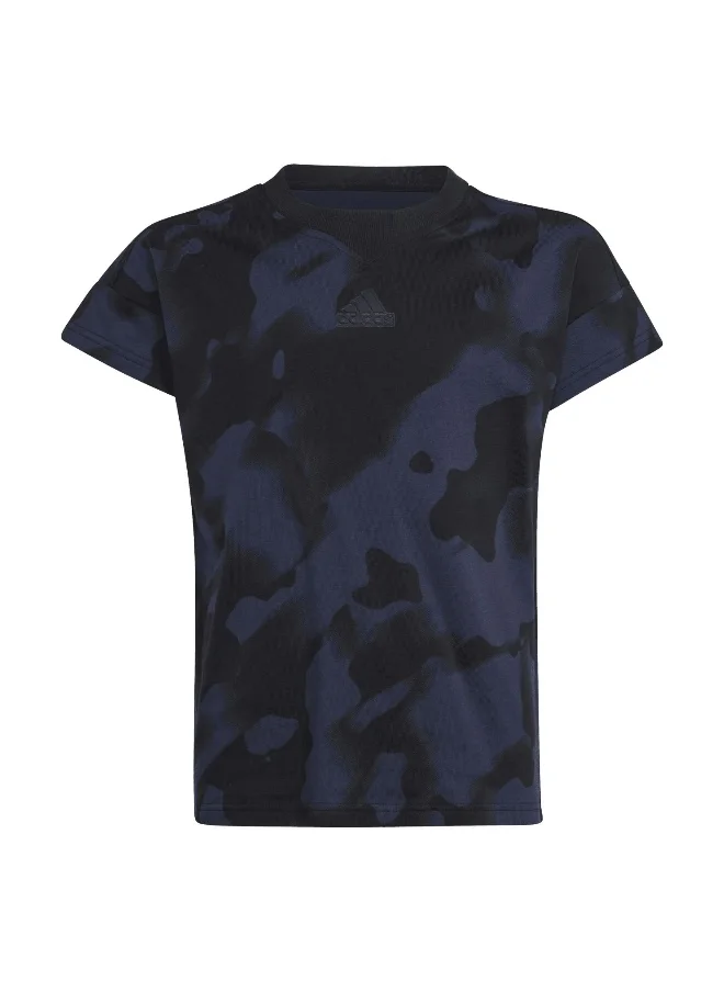 اديداس adidas Jg Fi Aop T Black Training T-Shirts 7-8Y