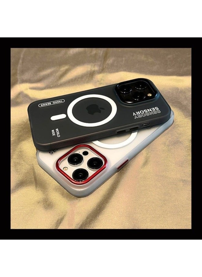 ماركة غير محددة - طبقة مزدوجة من الجلد الشفاف المتجمد لهاتف Iphone13promax لهاتف Iphone 14 جراب هاتف مغناطيسي 11 Advanced 12 - اللون: Imd على الوجهين [أبيض مغناطيسي غير لامع]] - الطراز المطبق: لهاتف Iphone 12Promax - Image 1