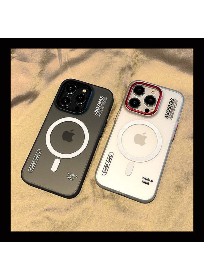 ماركة غير محددة - طبقة مزدوجة من الجلد الشفاف المتجمد لهاتف Iphone13promax لهاتف Iphone 14 جراب هاتف مغناطيسي 11 Advanced 12 - اللون: Imd على الوجهين [أبيض مغناطيسي غير لامع]] - الطراز المطبق: لهاتف Iphone 12Promax - Image 1