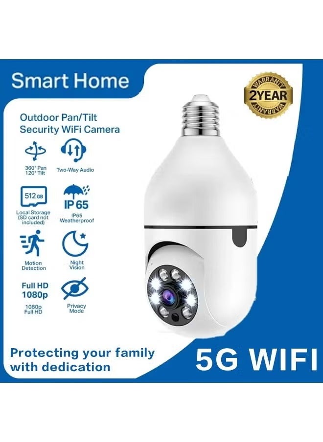 DIDseth - 1080P Wireless Light Bulb Camera，Indoor Auto Tracking 360° Rotation Camera,With Smart Motion Detection ,Voice Warning，Remote Monitoring，Use For Home Indoor Outdoor Security - Image 1