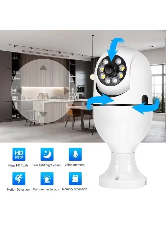 DIDseth - 1080P Wireless Light Bulb Camera，Indoor Auto Tracking 360° Rotation Camera,With Smart Motion Detection ,Voice Warning，Remote Monitoring，Use For Home Indoor Outdoor Security - Image 1