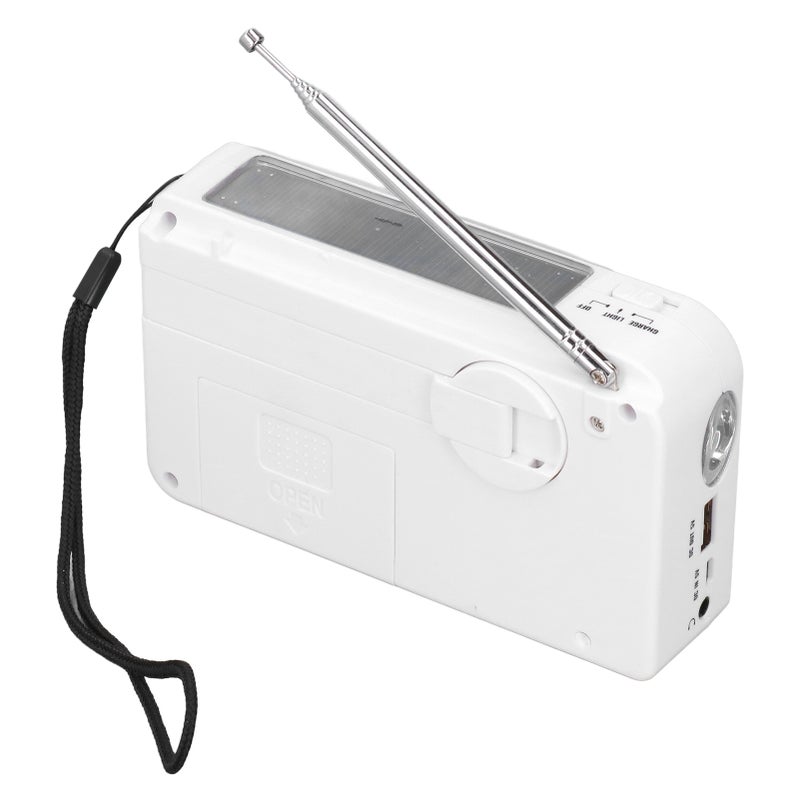 Hand Crank Solar Radio Multifunctional Camping Flashlight USB Charging Emergency RadioWhite - Image 2