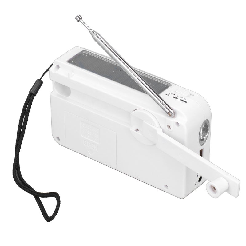 Hand Crank Solar Radio Multifunctional Camping Flashlight USB Charging Emergency RadioWhite - Image 5