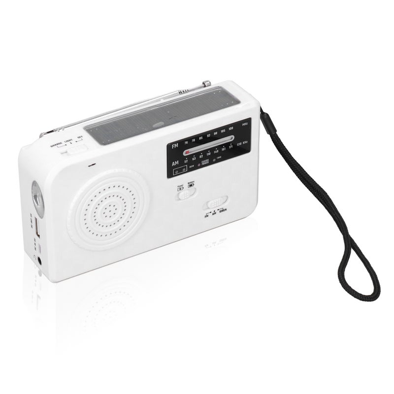 Hand Crank Solar Radio Multifunctional Camping Flashlight USB Charging Emergency RadioWhite - Image 1