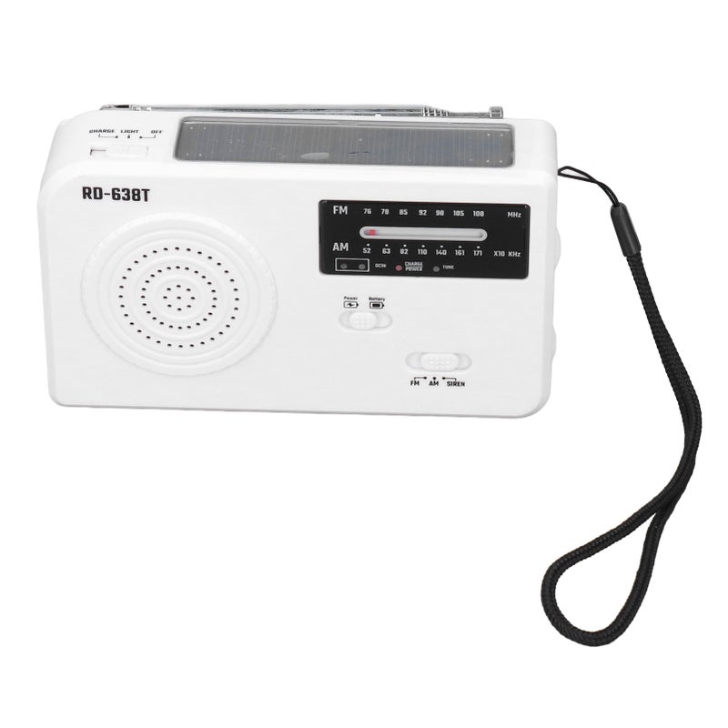 Hand Crank Solar Radio Multifunctional Camping Flashlight USB Charging Emergency RadioWhite - Image 3