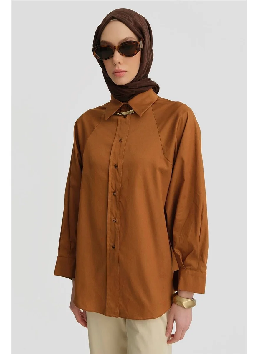 ARMINE Cup Detailed Cotton Shirt 25Y3722 Tan