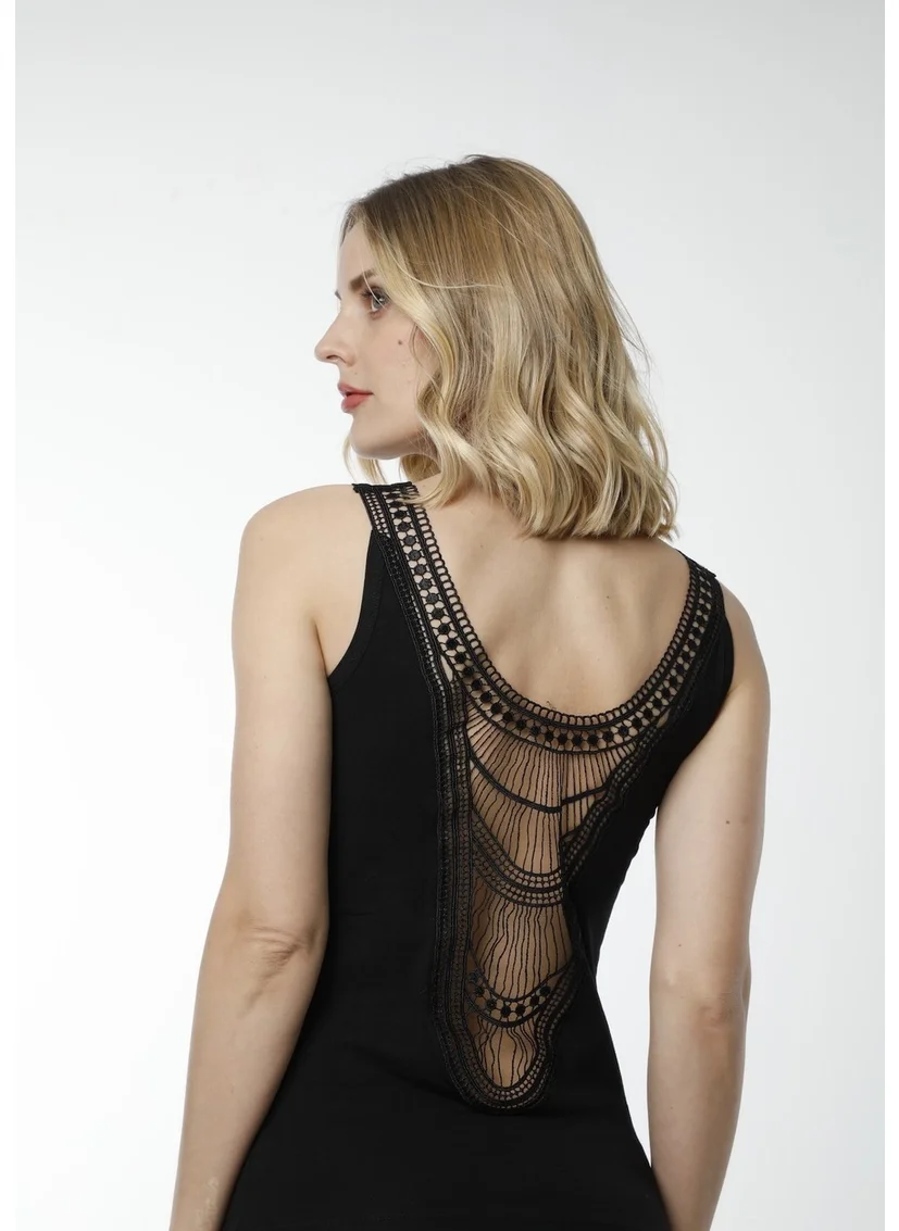 HMD 2455 Lace Back Detail and Strap Cotton Women's Athlete - Black